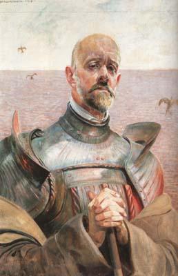 Malczewski, Jacek Self-Portrait in Armour (mk19) oil painting image